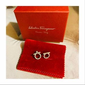 Salvatore Ferragamo Rhinestone Logo earrings